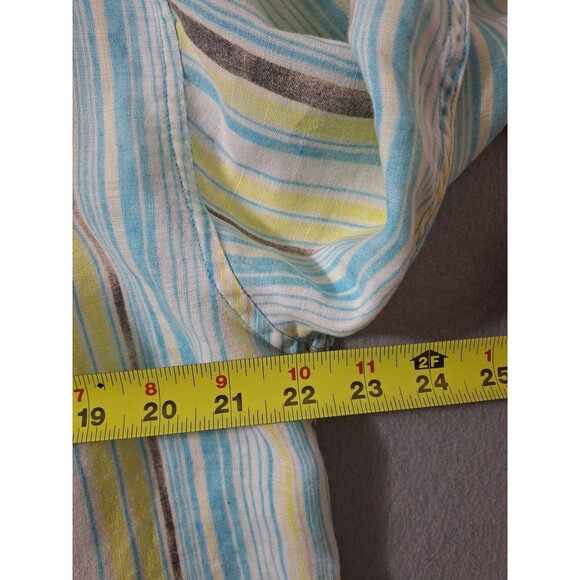 Tommy Bahama Relax Shirt Mens Large Blue Linen Striped Button Up Vacation - Picture 6 of 6
